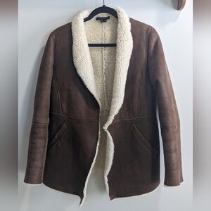 THEORY ORPHEA BROWN SHEARLING COAT SIZE MEDIUM
